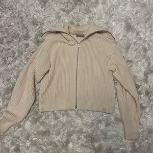 Everlane Cream Zip Up Sweater